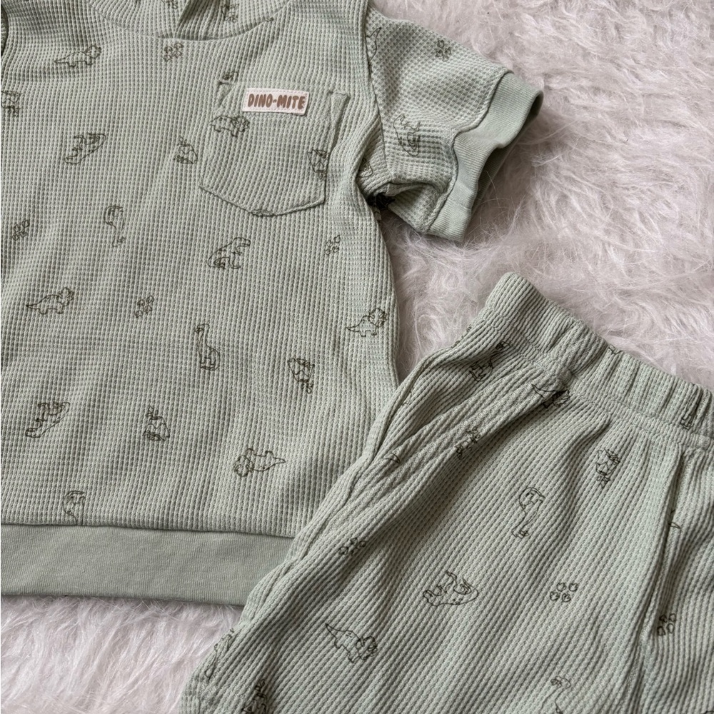 Carter's Dino Print Hooded Thermal Baby Outfit - Picture 2 of 4